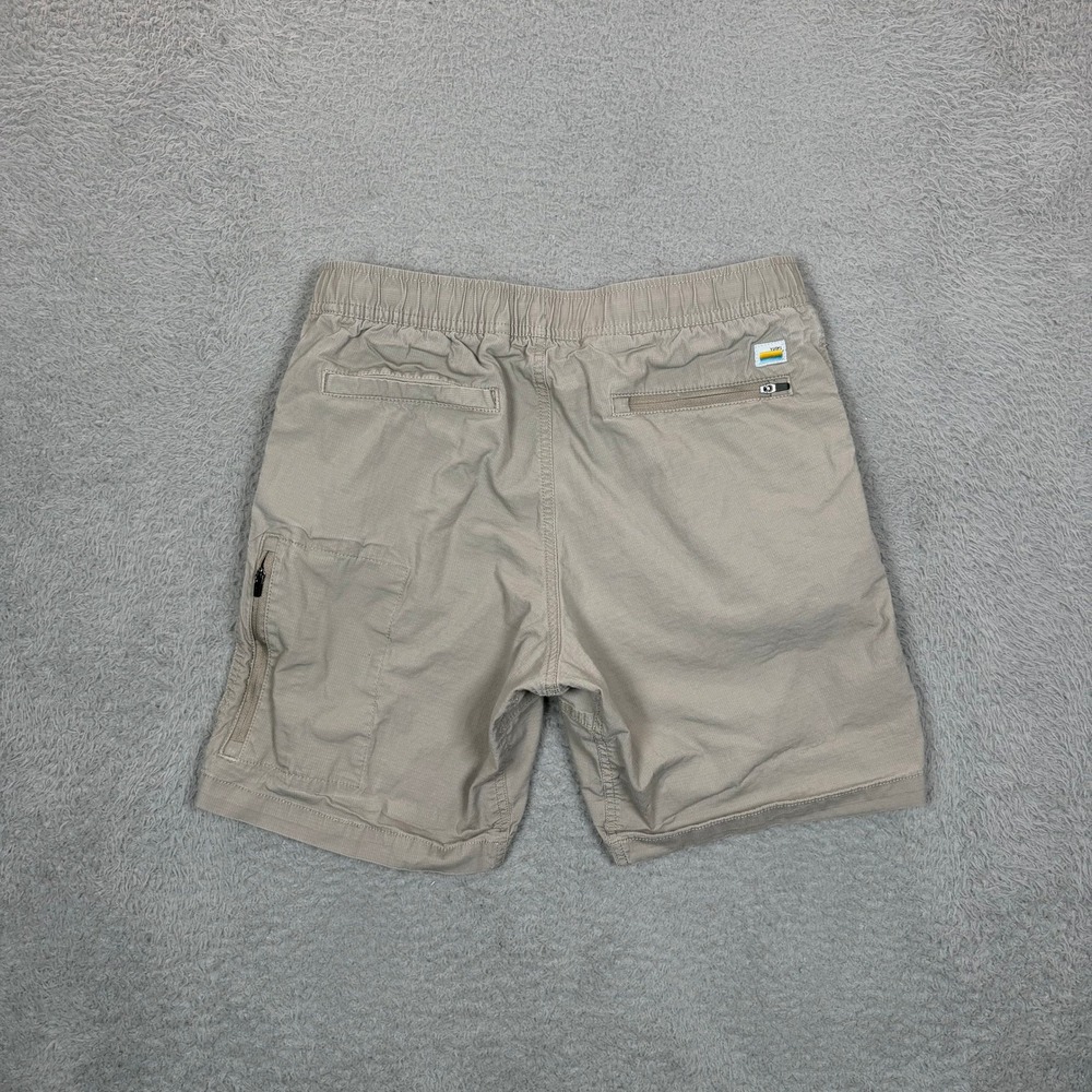 Vuori Mens Ripstop Shorts Khaki Tan Organic Cotton Stretch Utility Size Small - Picture 2 of 11